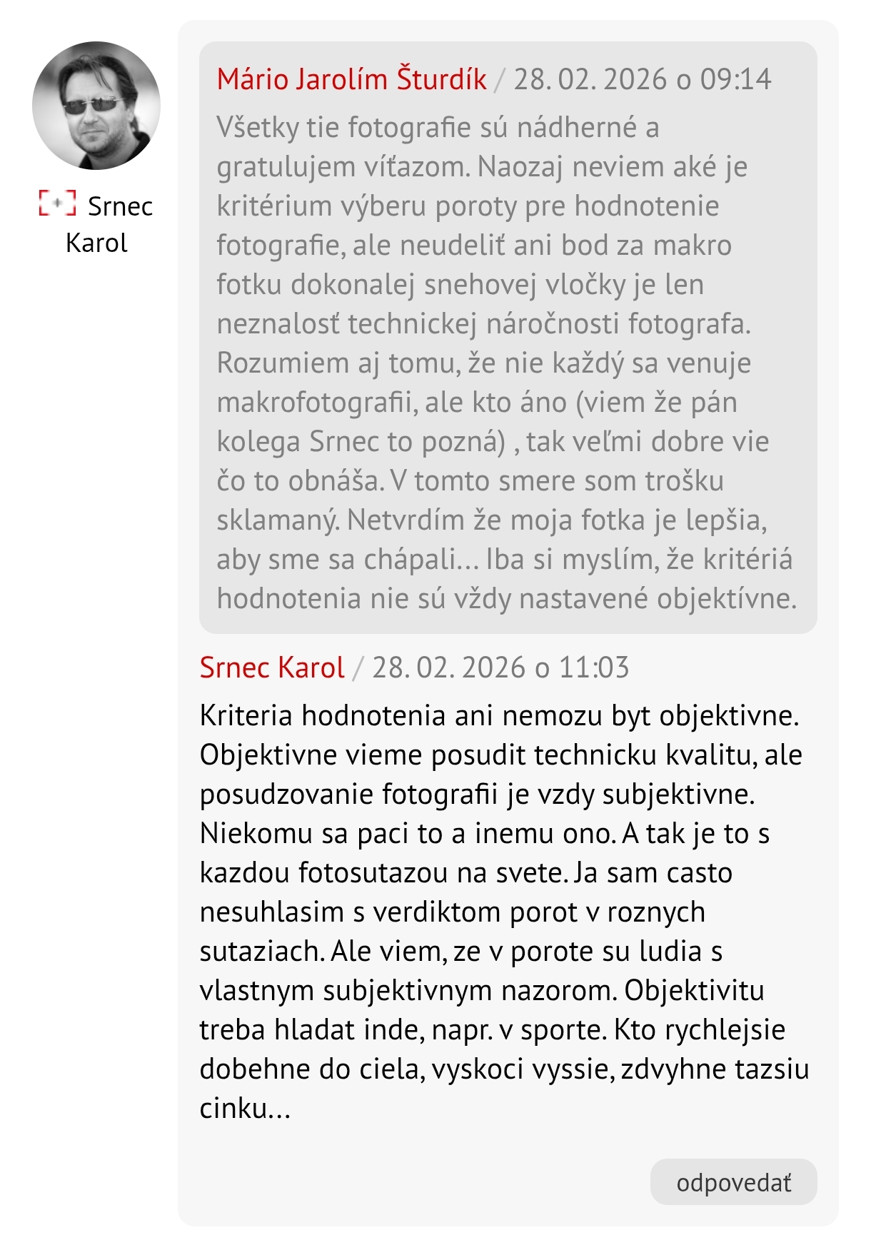 Screenshot odpovede poroty