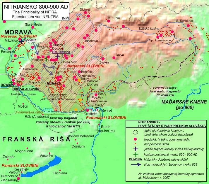 Nitrianske kniežatstvo Mapa Nitrianskeho kniežatstva 9. storočie