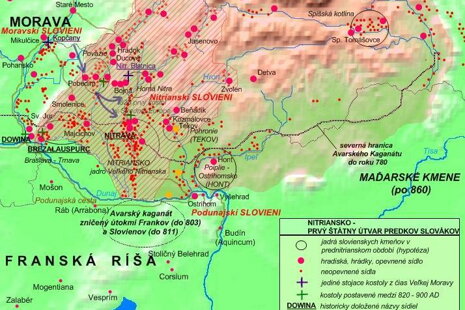 Mapa Nitrianskeho kniežatstva 9. storočie